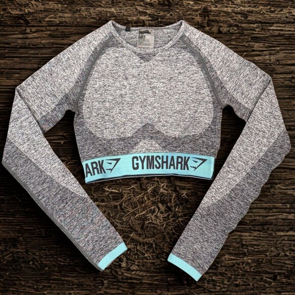 Gymshark Tops - Gymshark Women’s XS Grey Marl Seamless Long Sleeve Crop Top - Like New